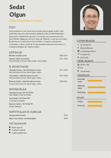 Satış Pazarlama CV Örnekleri cv indir